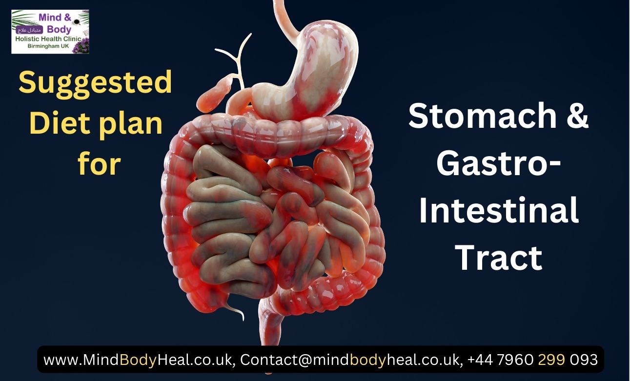 Suggested Diet Plan for Stomach and Intestinal tract.