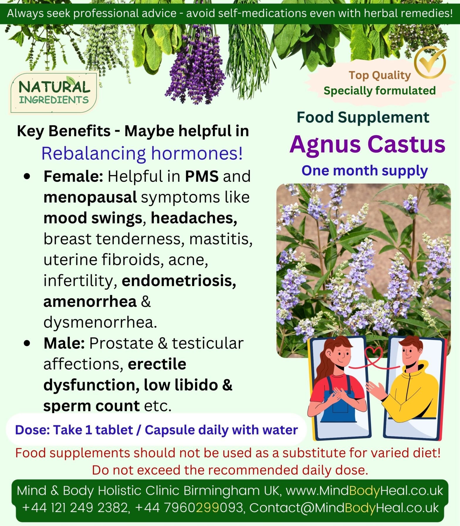 Agnus Castus – 30 Tablets – Mind & Body Holistic Health Clinic